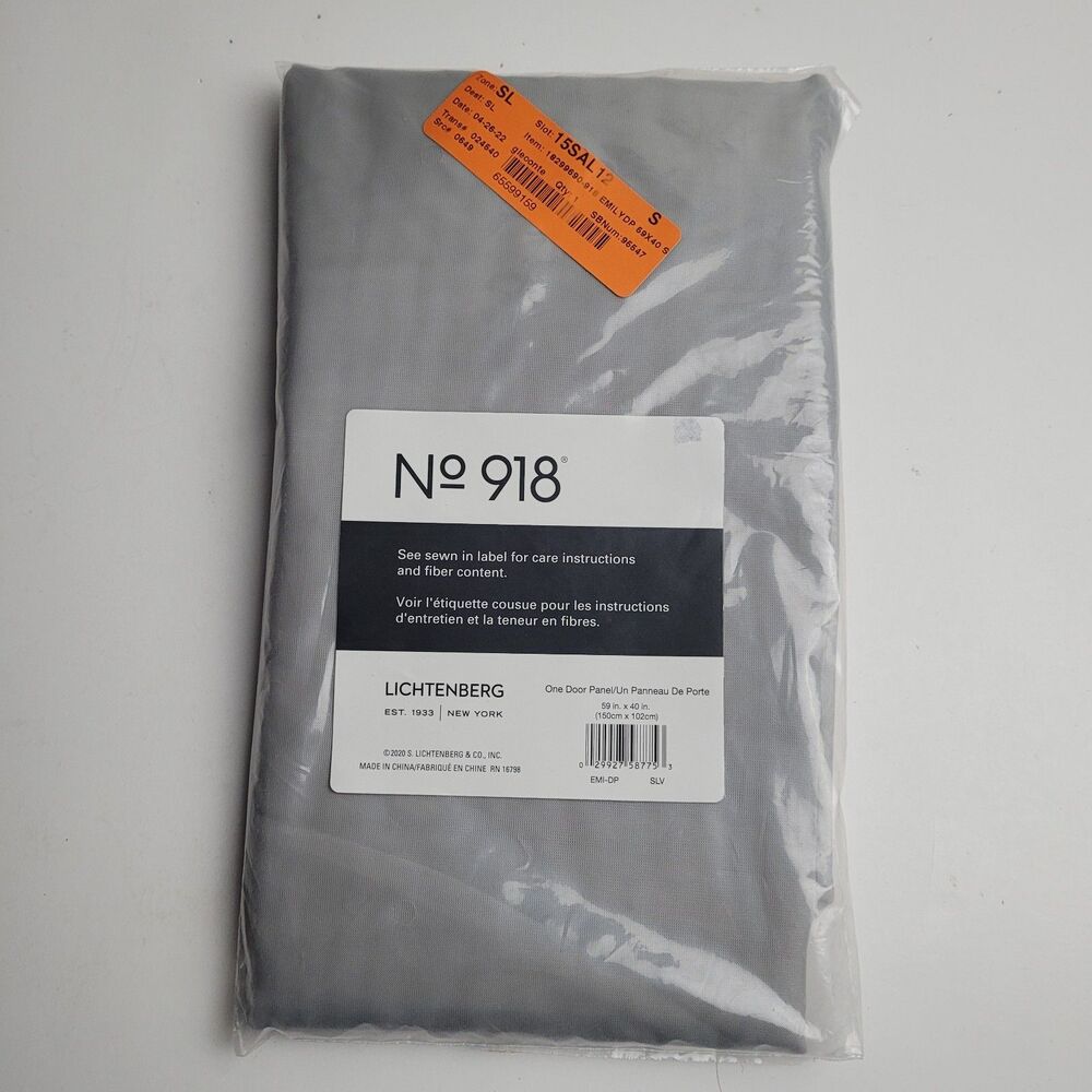 NEW No. 918 Emily Sheer Voile Rod Pocket Door Panel 'Silver' 59x40 #BT2